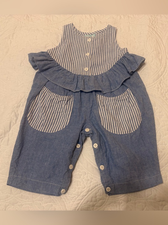 Cottontail Originals Other - Vintage Cottontail Originals Blue Chambray Striped Ruffle Romper- Size 2T